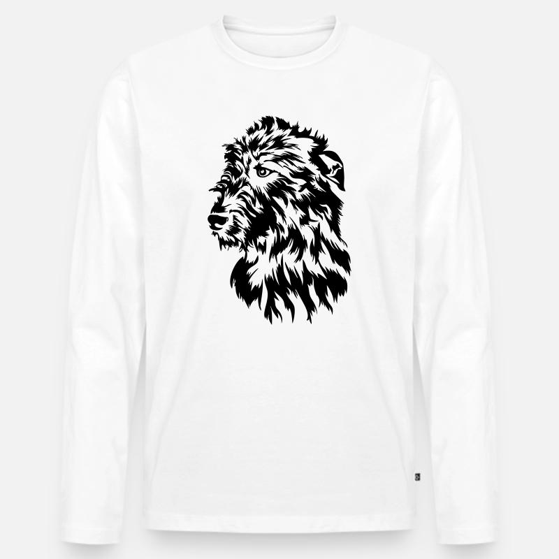 Irish Wolfhound Kopf - Männer Premium Bio Langarmshirt - Weiß