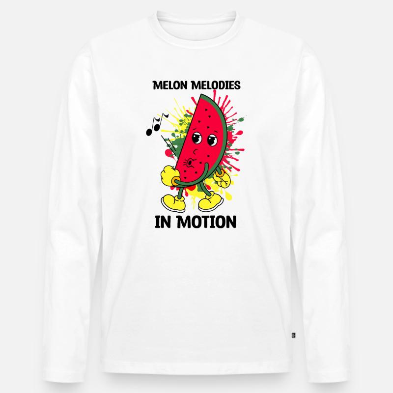 Pfeifende Melone - Männer Premium Bio Langarmshirt - Weiß