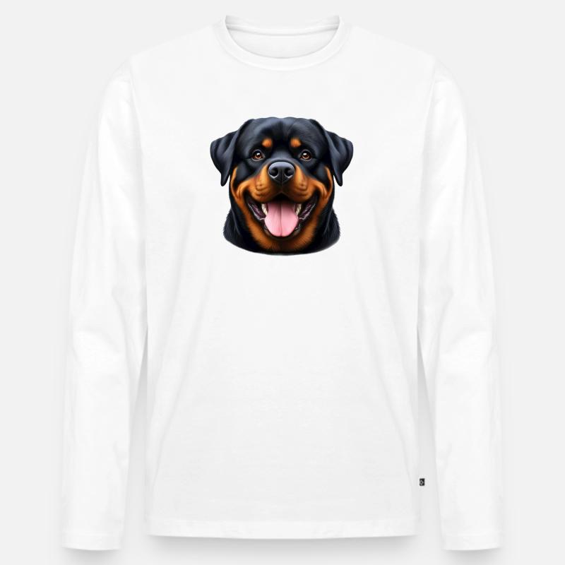 Ein glücklicher Rottweiler - Männer Premium Bio Langarmshirt - Weiß