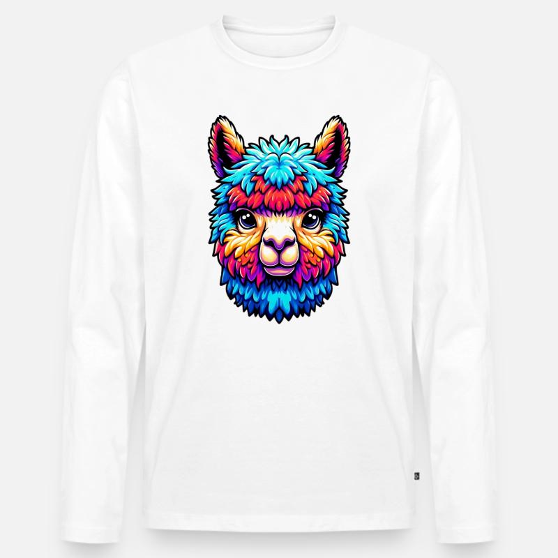 Alpaka - Männer Premium Bio Langarmshirt - Weiß