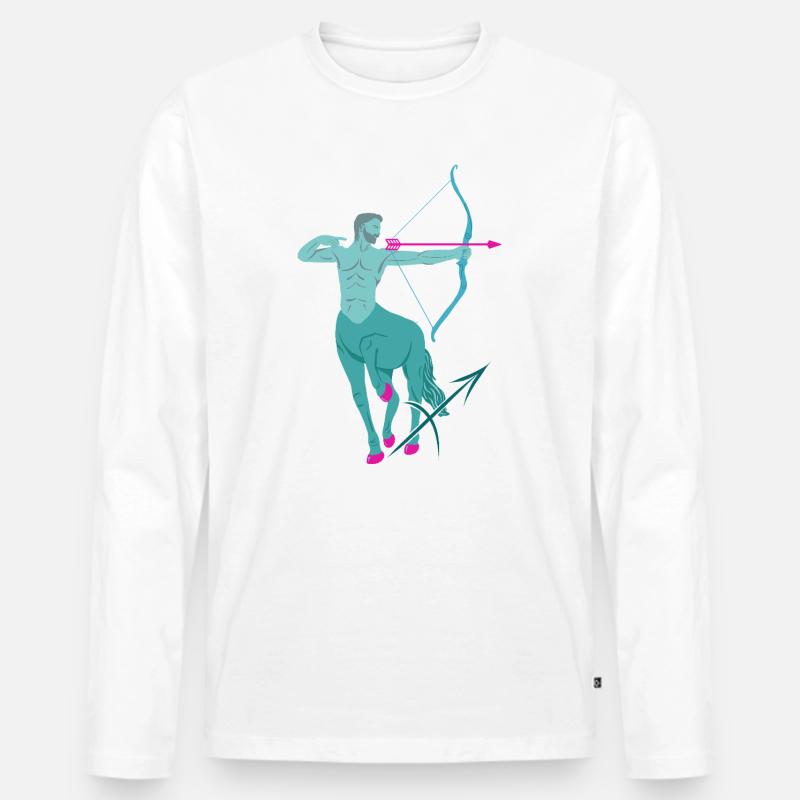 Sternzeichen Schütze - Männer Premium Bio Langarmshirt - Weiß
