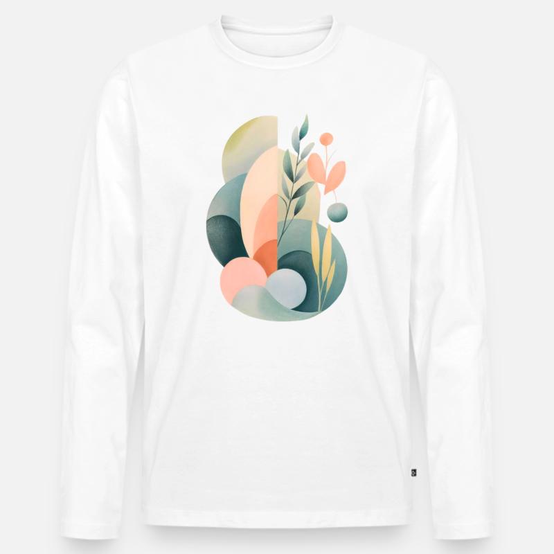 Pastell Abstrakte Flora Komposition - Männer Premium Bio Langarmshirt - Weiß