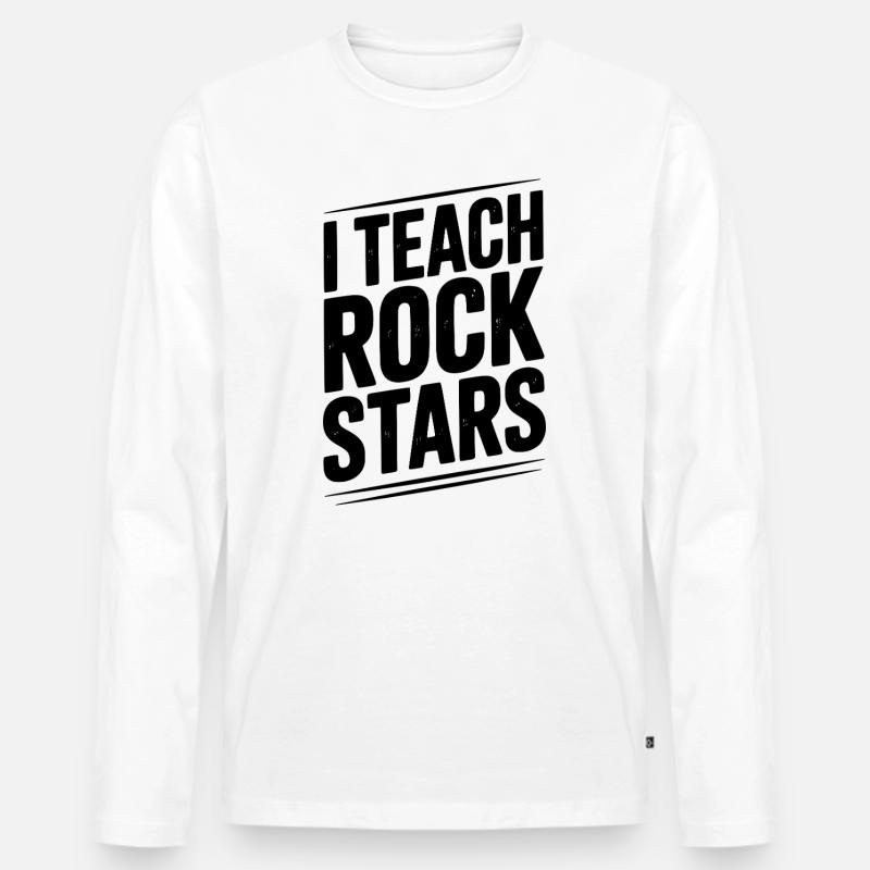 Ich unterrichte Rockstars - Männer Premium Bio Langarmshirt - Weiß