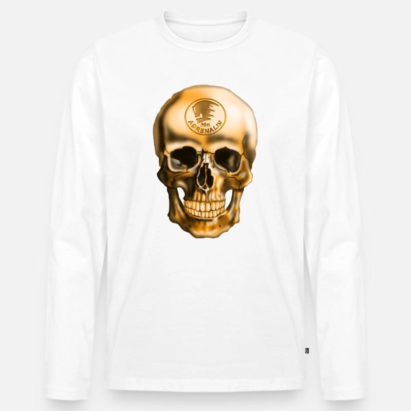 Schädel mit Adrenalin Emblem - Männer Premium Bio Langarmshirt - Weiß