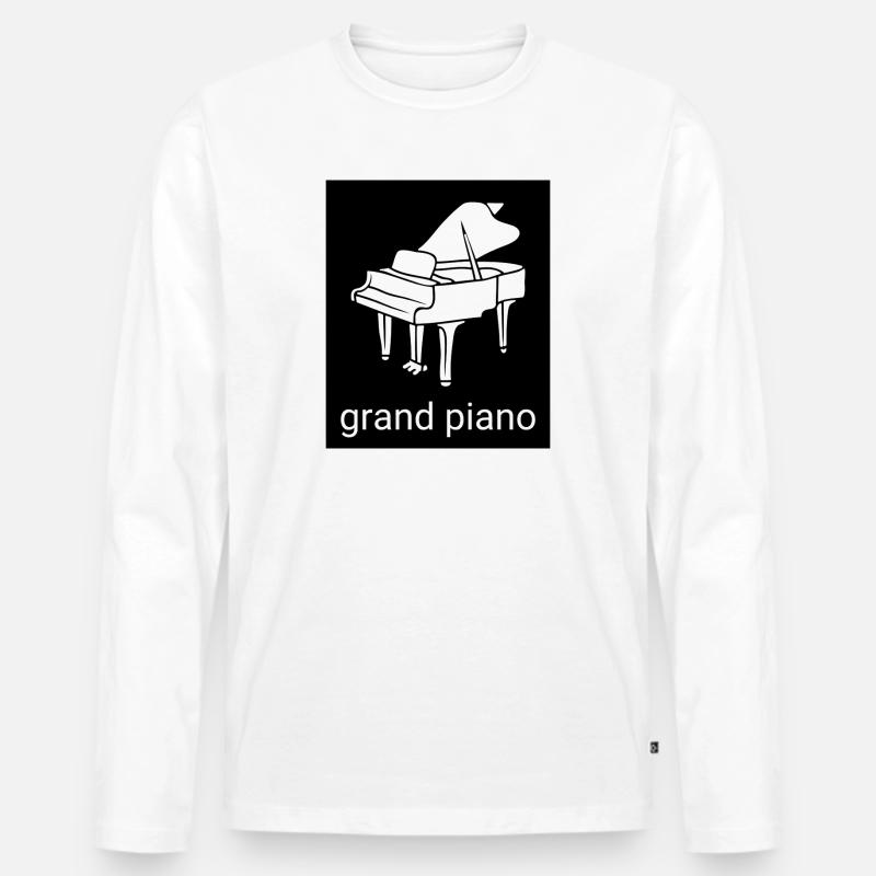 Großes Klavier Silhouette - Männer Premium Bio Langarmshirt - Weiß