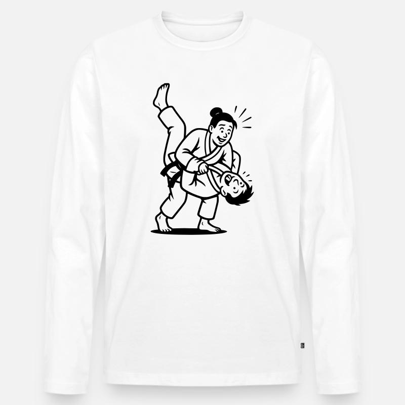 judoka wurf - Männer Premium Bio Langarmshirt - Weiß
