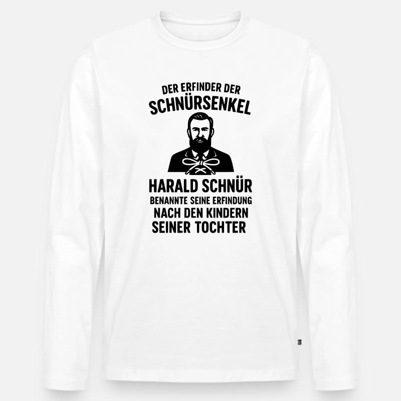 Schnürsenkel Erfinder Witziger Spruch - Männer Premium Bio Langarmshirt - Weiß