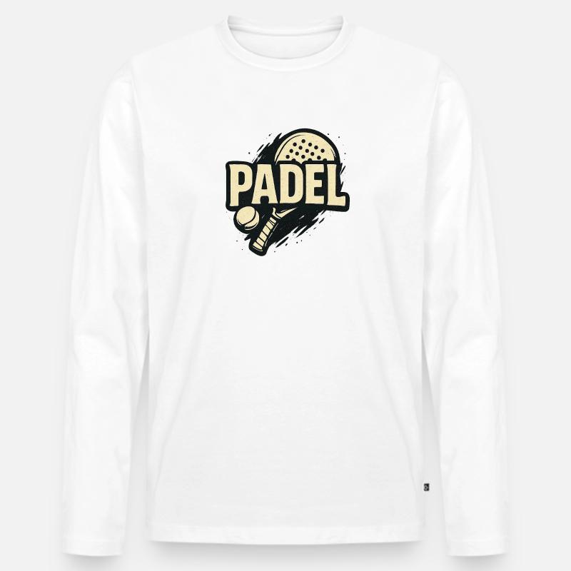 Padel Kraft Logo - Männer Premium Bio Langarmshirt - Weiß