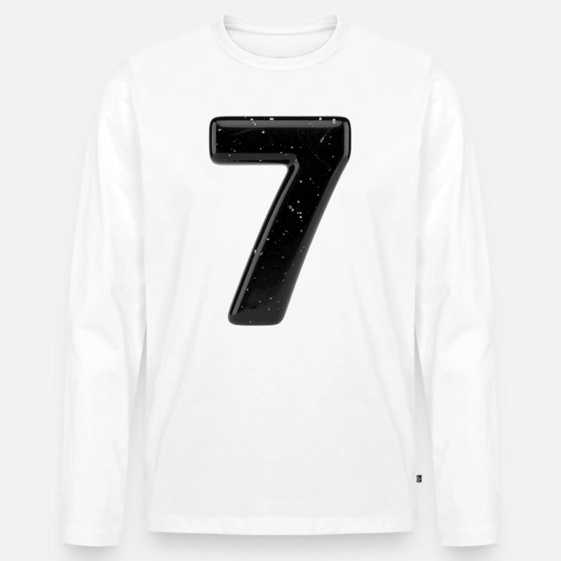 Schwarze Sieben Sternensprenkel - Männer Premium Bio Langarmshirt - Weiß