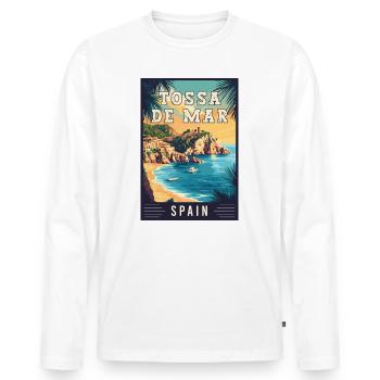 Explore Captivating Tossa de Mar in Spain - Men's Premium Organic Long Sleeve Shirt - white - Front - Nico (187cm)