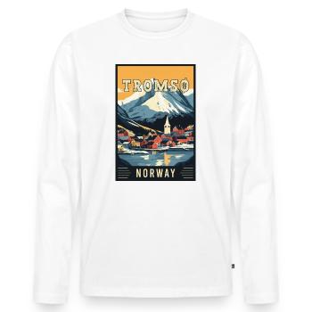 Entdecken Sie das arktische Abenteuer von Tromsø in Norwegen - Männer Premium Bio Langarmshirt - Weiß - Vorne - Nico (187cm)