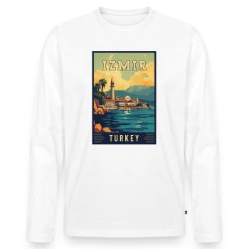Explore Beauty of Izmir in Turkey - Men's Premium Organic Long Sleeve Shirt - white - Front - Nico (187cm)