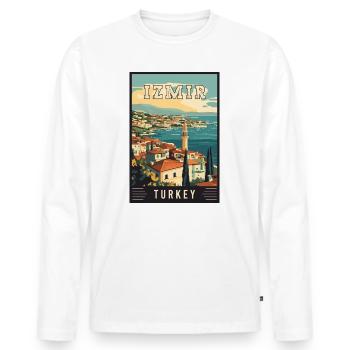 Experience Beauty of Izmir in Turkey - Men's Premium Organic Long Sleeve Shirt - white - Front - Nico (187cm)
