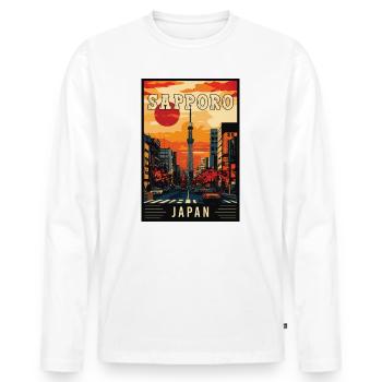 Explore Captivating City of Sapporo in Japan - Men's Premium Organic Long Sleeve Shirt - white - Front - Nico (187cm)