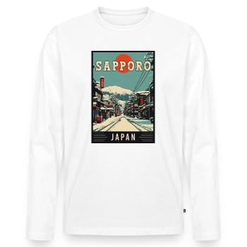 Discover Captivating City of Sapporo in Japan - Men's Premium Organic Long Sleeve Shirt - white - Front - Nico (187cm)