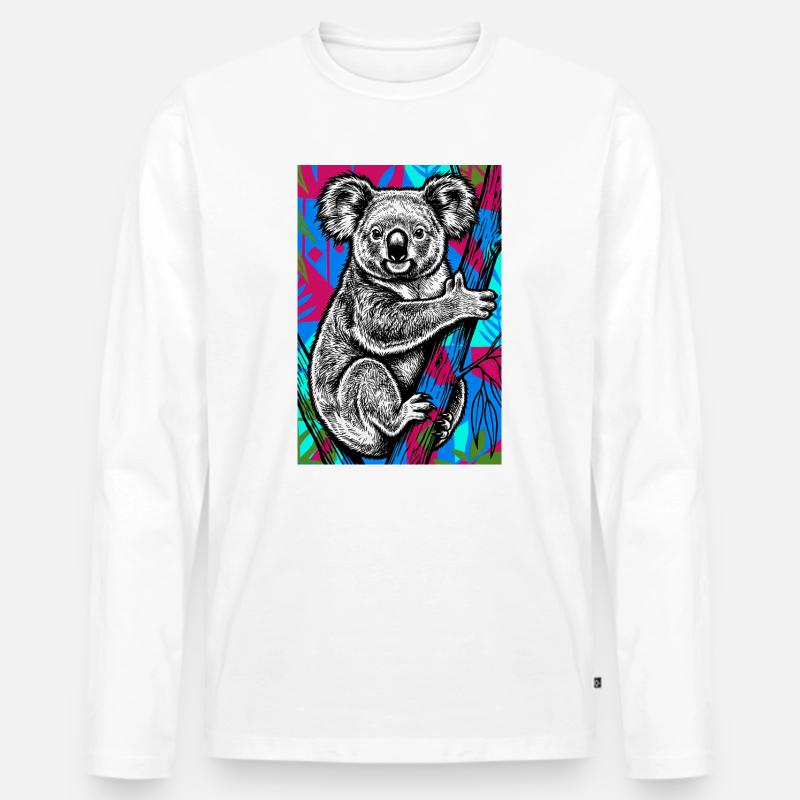 Koala - Männer Premium Bio Langarmshirt - Weiß