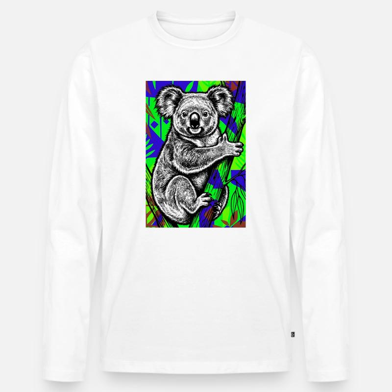 Koala - Männer Premium Bio Langarmshirt - Weiß