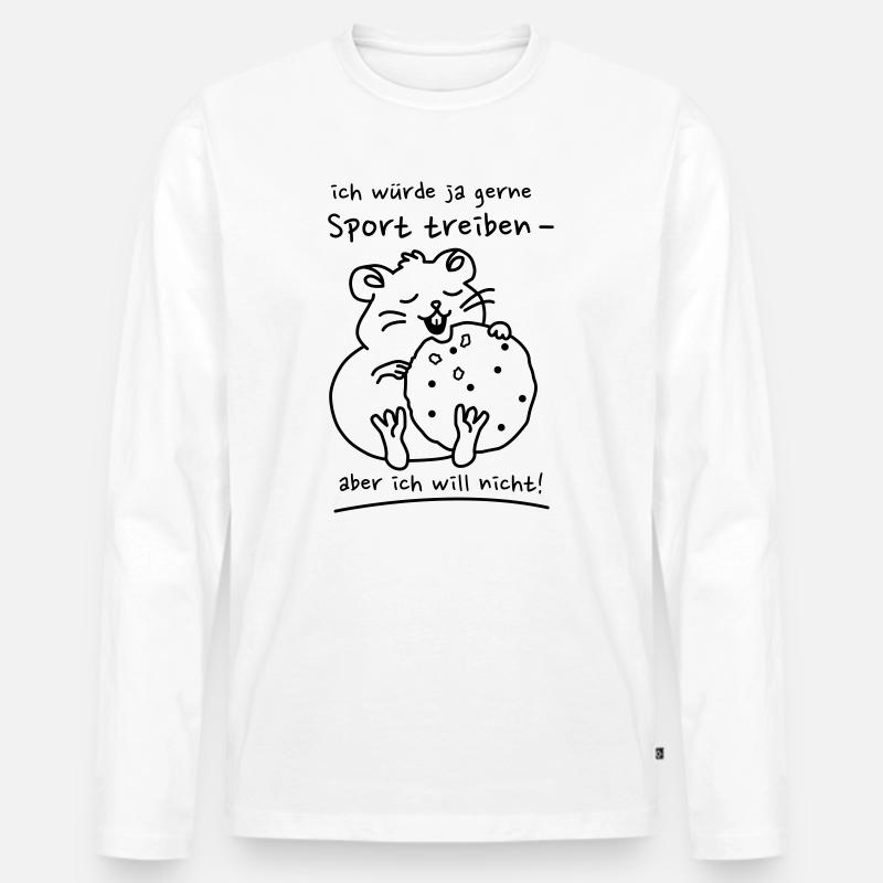 Hamster mit Keks - Männer Premium Bio Langarmshirt - Weiß