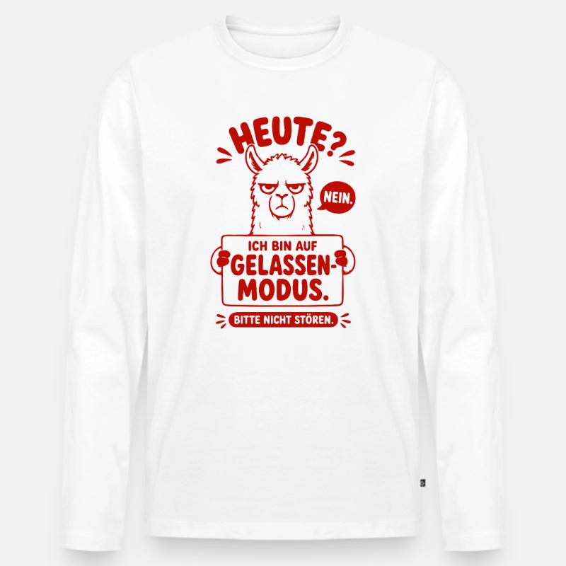 Gelassenheitsmodus Lama Spruch - Männer Premium Bio Langarmshirt - Weiß