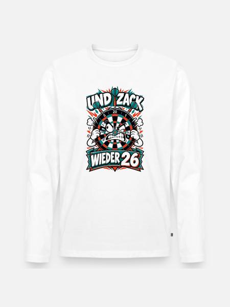 Und Zack Wieder 26 Dartboard - Männer Premium Bio Langarmshirt - Weiß