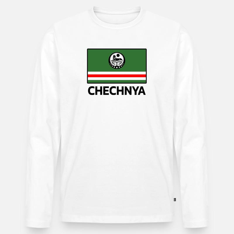 Chechnya Chechen Tschetschenien Tschetschene Flag - Männer Premium Bio Langarmshirt - Weiß