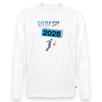 Squash 2025 Squasher Squashspieler Spieler - Männer Premium Bio Langarmshirt - Weiß - Vorne - Nico (187cm)