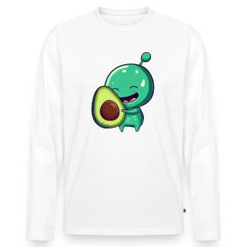 Green Alien Avocado: Fusion exotique - T-shirt manches longues Premium bio Homme - blanc - Devant - Nico (187cm)