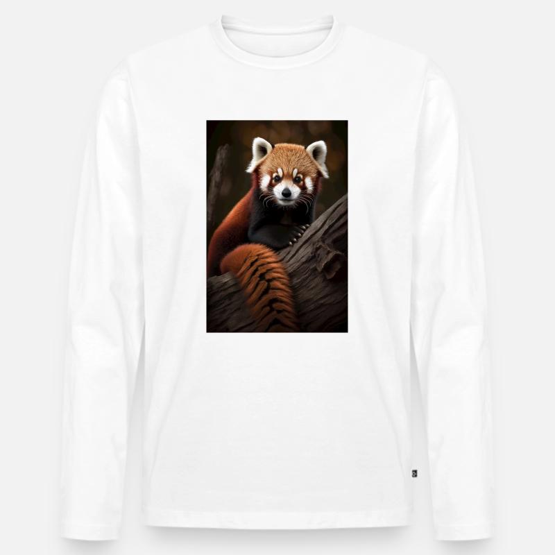 Süßer Roter Panda - Männer Premium Bio Langarmshirt - Weiß