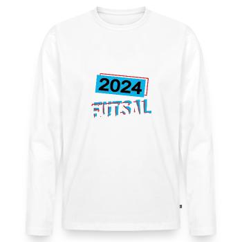Futsal 2024 Futsaler Futsalspieler Hallenfußball - Männer Premium Bio Langarmshirt - Weiß - Vorne - Nico (187cm)