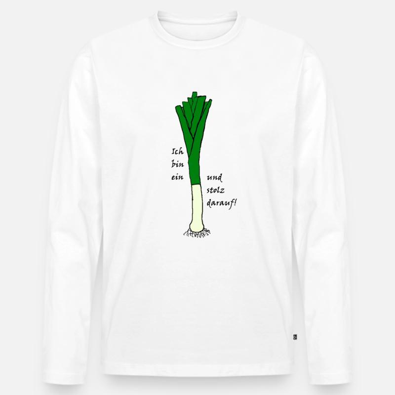 Lauch - Männer Premium Bio Langarmshirt - Weiß