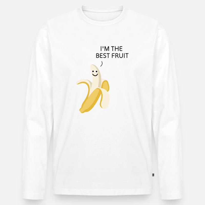 Banane - Männer Premium Bio Langarmshirt - Weiß