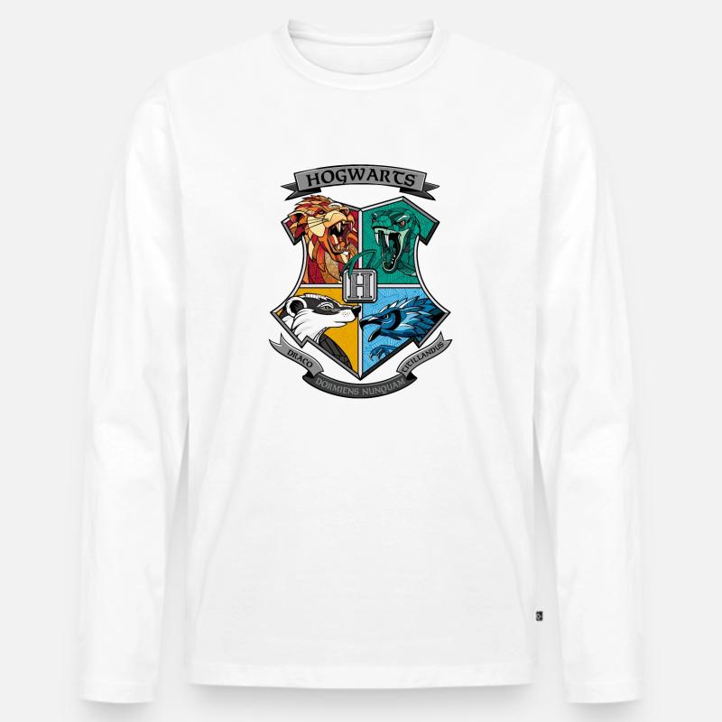 Harry Potter Hogwarts Logo - Männer Premium Bio Langarmshirt - Weiß