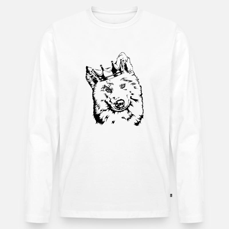 SAMOJEDE Krone Hunde Hund Wilsigns - Männer Premium Bio Langarmshirt - Weiß