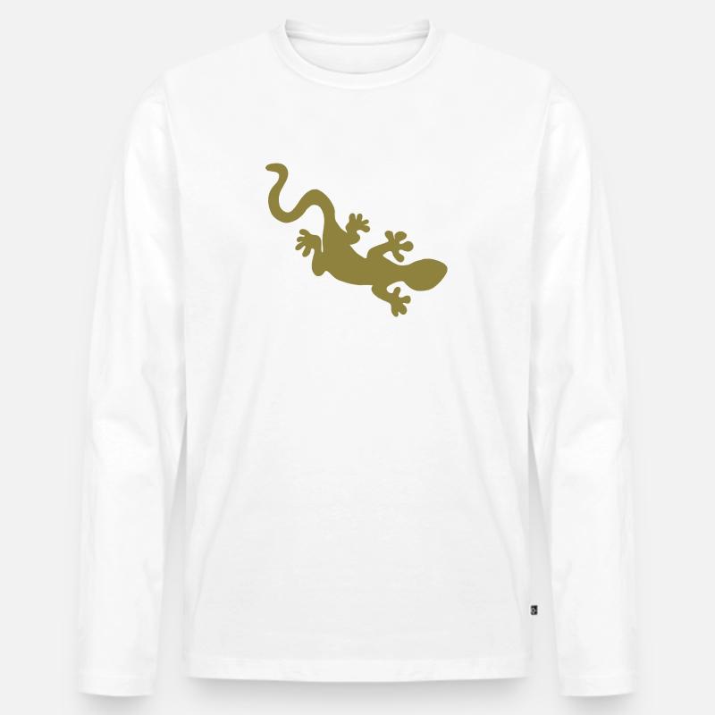 Gecko - Männer Premium Bio Langarmshirt - Weiß