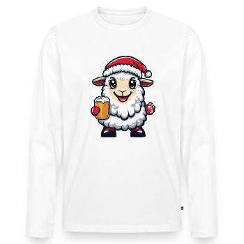 Schaf Weihnachten Bier Lustig - Männer Premium Bio Langarmshirt - Weiß - Vorne - Nico (187cm)