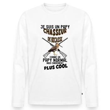 Mon papy chasseur de bécasse - T-shirt manches longues Premium bio Homme - blanc - Devant - Nico (187cm)