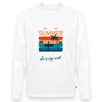 Séjour d’été Frais Surf Well Beach Summer Vacati - T-shirt manches longues Premium bio Homme - blanc - Devant - Nico (187cm)