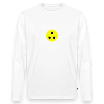 Blind symbol - yellow circle black dots - Men's Premium Organic Long Sleeve Shirt - white - Front - Nico (187cm)