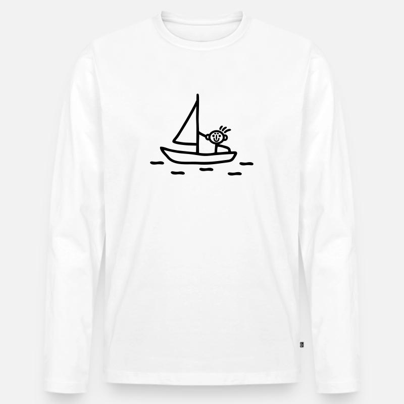 Strichmännchen segeln - Männer Premium Bio Langarmshirt - Weiß