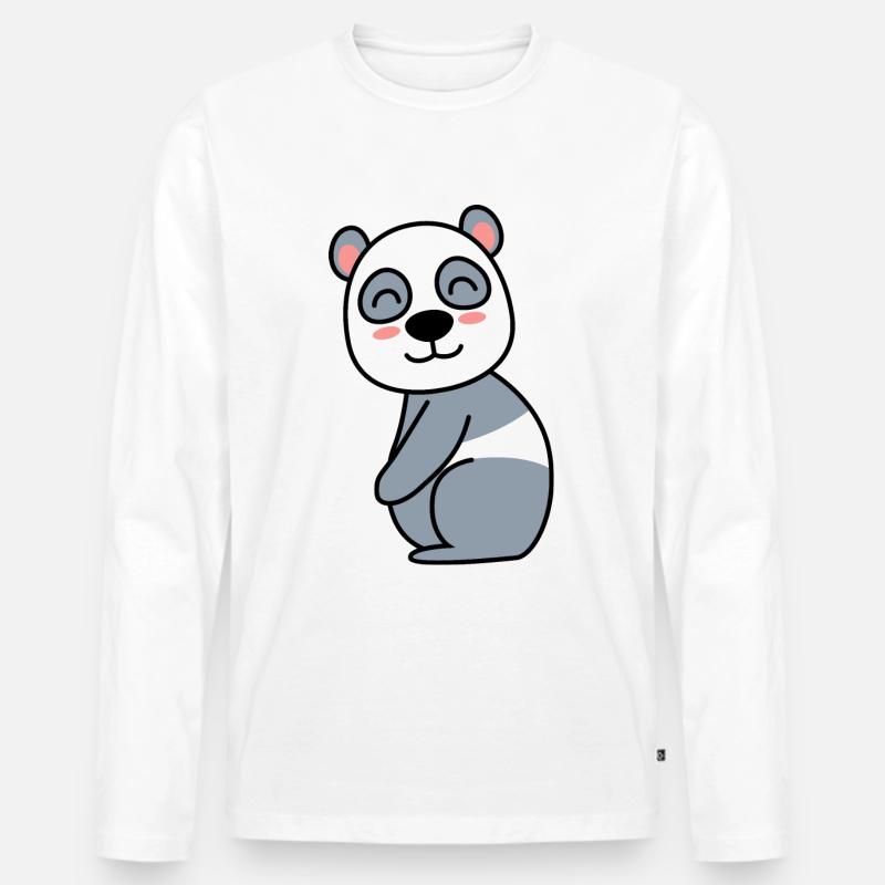 Panda Comic Tier - Männer Premium Bio Langarmshirt - Weiß
