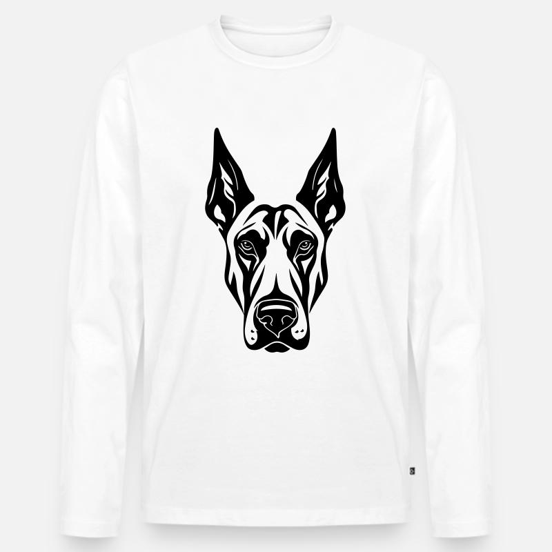 Doberman Hund Kopf - Männer Premium Bio Langarmshirt - Weiß