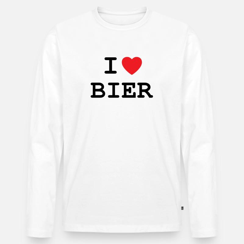 Ich liebe Bier - Männer Premium Bio Langarmshirt - Weiß