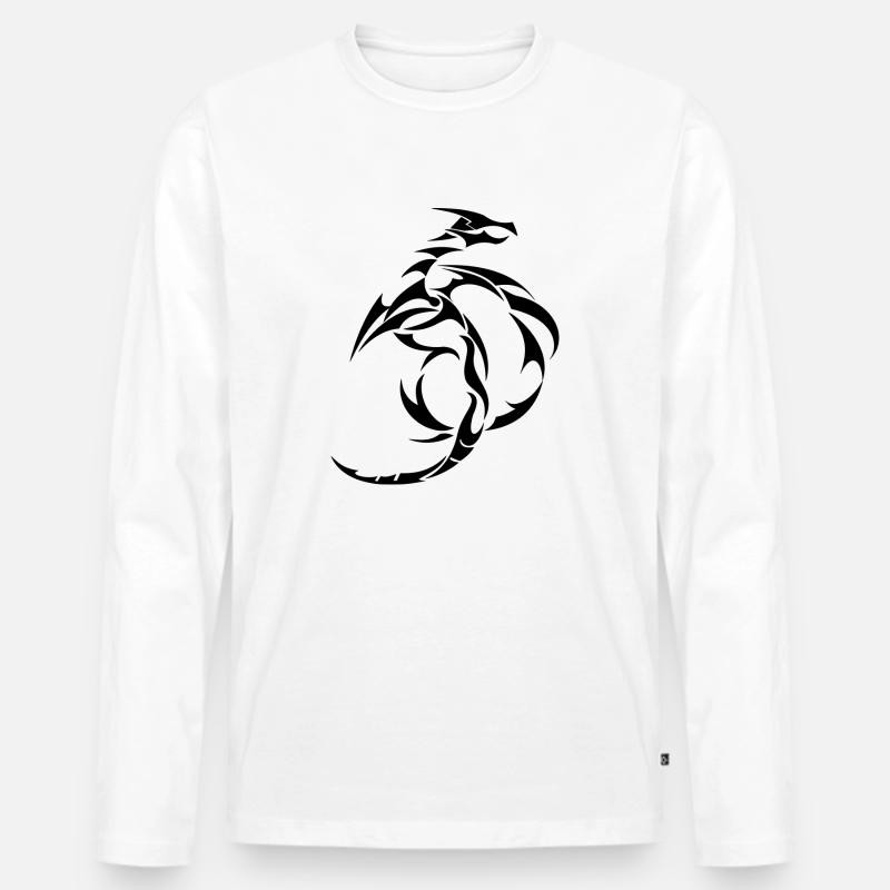 Stammesdrache - Männer Premium Bio Langarmshirt - Weiß