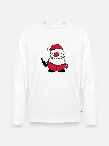 weihnachtsmann mit bier - Männer Premium Bio Langarmshirt - Weiß