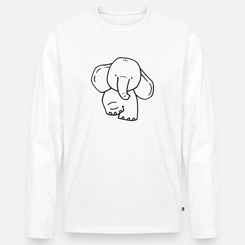 suess Elefant - Männer Premium Bio Langarmshirt - Weiß
