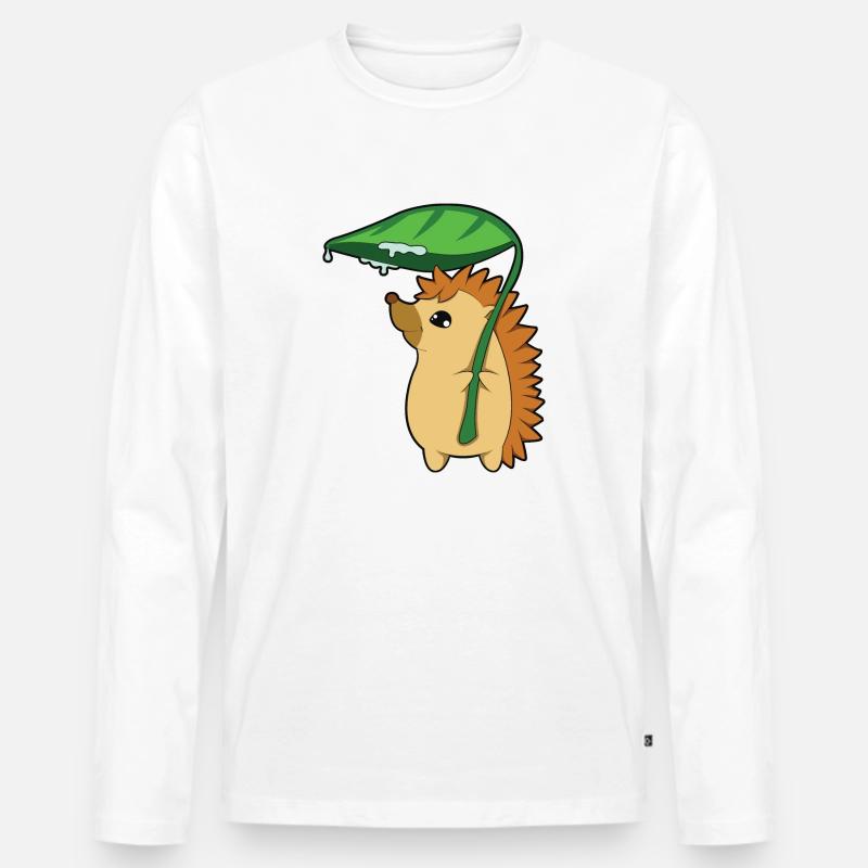 Igel - Männer Premium Bio Langarmshirt - Weiß