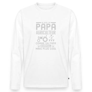 Papa agriculteur 1 - T-shirt manches longues Premium bio Homme - blanc - Devant - Nico (187cm)