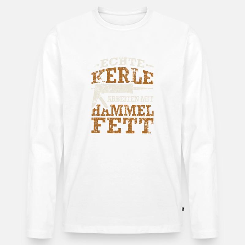 Fließenleger Silikon Hammelfett Spruch Geschenk - Männer Premium Bio Langarmshirt - Weiß