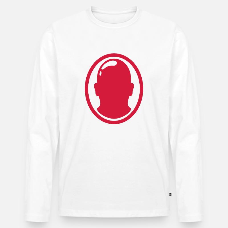 Silhouette Glatzkopf Mann Logo - Männer Premium Bio Langarmshirt - Weiß
