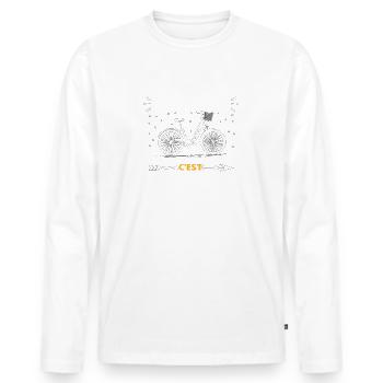 le vélo c'est la vie - T-shirt manches longues Premium bio Homme - blanc - Devant - Nico (187cm)
